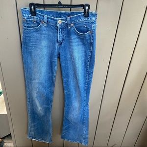 Bongo distressed medium wash boot cut / flare bell bottom jeans